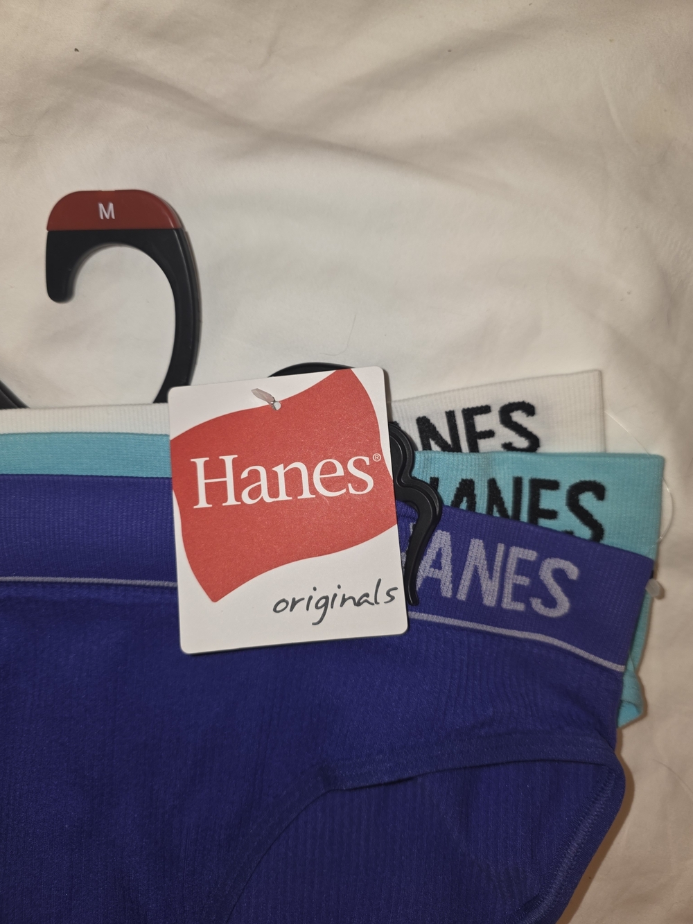 Hanes Womens'' 3-Pack Cotton Blend Briefs - Blue, Teal, White - Picture 4 of 8